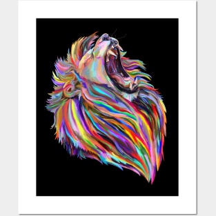 Roaring Regal Rainbow Lion Posters and Art